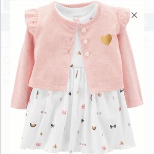 CARTERS 2 PIECE OUTFIT PINK SWEATER & DRESS  NWT